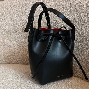 Mansur Gavriel Black and Red Leather Bucket Bag Mini